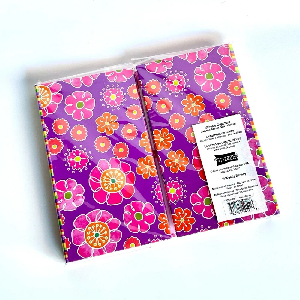 Retro Floral Organizer Address Book To Do Lists Book Purple Pink Orange